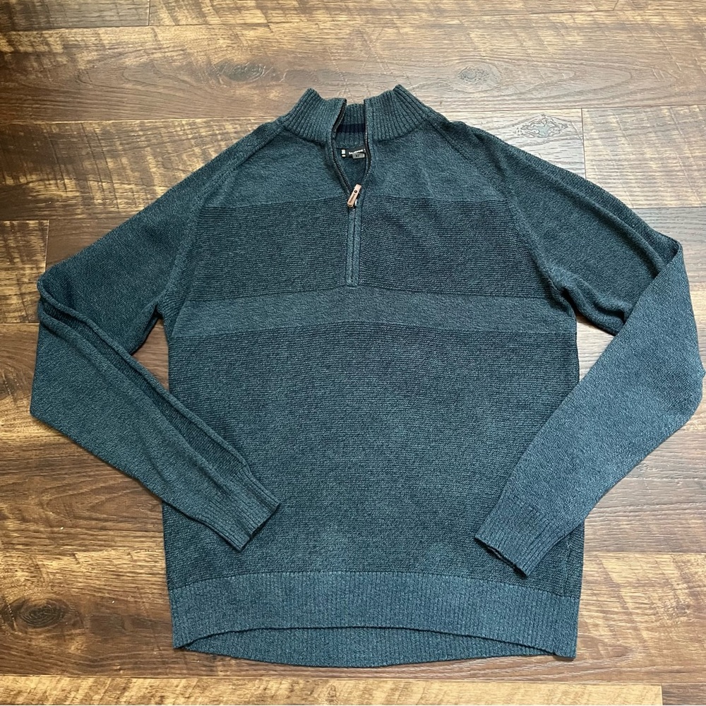 Smartwool ripple ridge teal 1/4 zip pullover knit sweater XL *READ FLAW